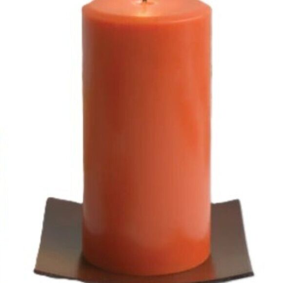 CRATE and BARREL Candle Plate KOBE Brown Metal 4.75 inch Square - Picture 4 of 6